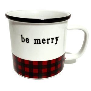 Be Merry Holiday Plaid Christmas Xmas Mug 20oz